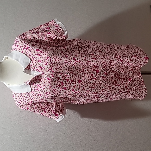 LAURA SCOTT 2X PINK BARBIECORE FLORAL TOP CASUAL SHORT SLEEVE PREPPY POLO SHIRT - Picture 14 of 14